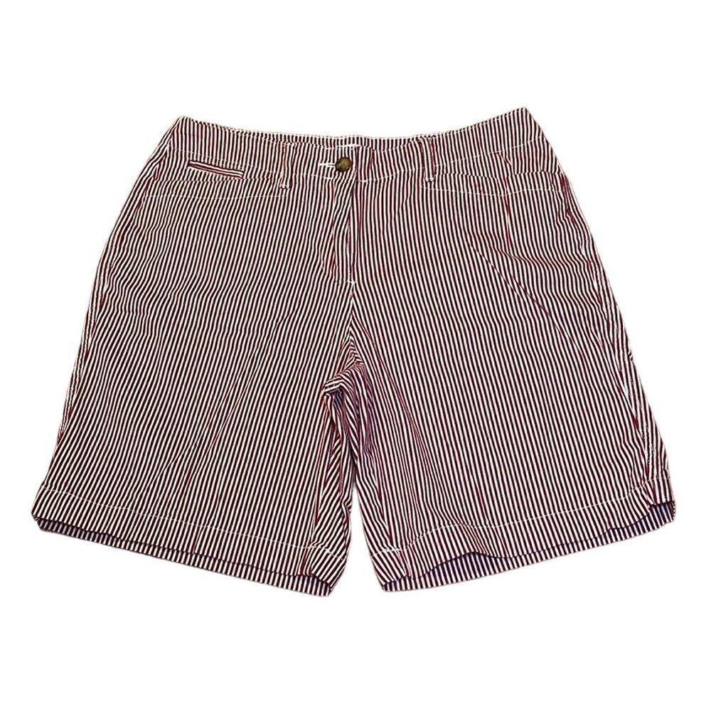 Kim Rogers Red Pinstripe Shorts, Stretchy, Midi, 10